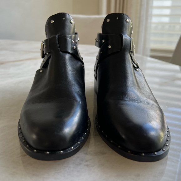 Halogen leathered studded cut out black ankle boots - Picture 2 of 11